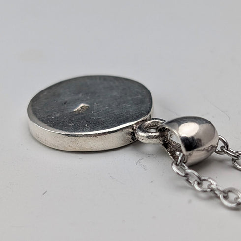 Vintage sterling silver two-tone mother-of-pearl pendant with necklace